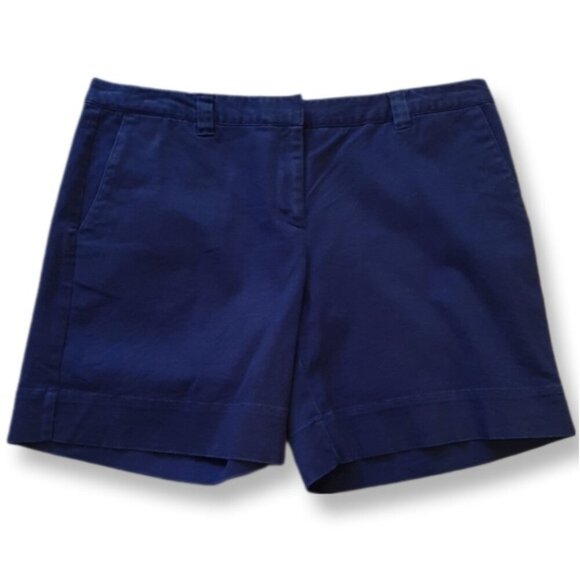 IZOD Jeans Stretch Chino Shorts Navy Blue Casual Womens Plus Size 16 Golf - Picture 1 of 10